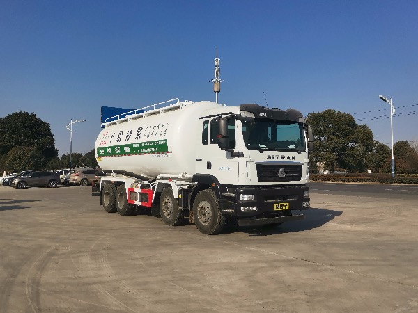 重汽汕德卡8×4油田專(zhuān)用固井水泥罐車(chē)|下灰罐車(chē)|重晶石粉罐車(chē)（單側管路）