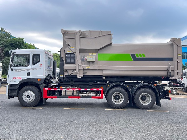 東風(fēng)華神6x4后八輪車(chē)廂可卸式垃圾車(chē)｜勾臂車(chē)｜12-18立方移動(dòng)式壓縮垃圾站配套鉤臂車(chē)