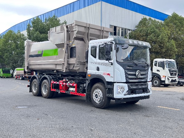 東風(fēng)華神6x4后八輪車(chē)廂可卸式垃圾車(chē)｜勾臂車(chē)｜12-18立方移動(dòng)式壓縮垃圾站配套鉤臂車(chē)