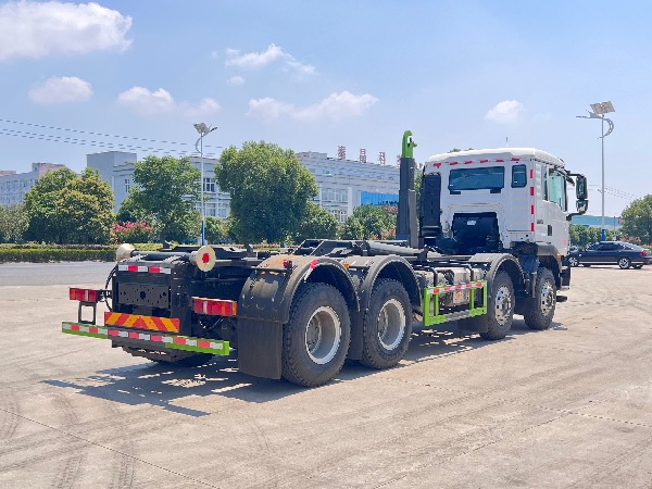 重汽汕德卡8x4鉤臂車(chē)｜SGZ5310ZXXZZ6型車(chē)廂可卸式垃圾車(chē)｜移動(dòng)式壓縮垃圾站轉運車(chē)｜垃圾轉運車(chē)